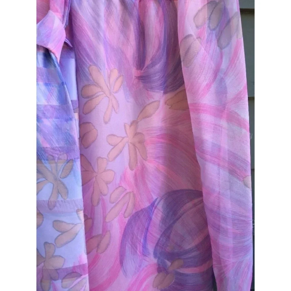 Vintage Designer DON LUIS Dress FLOWING OVERDRESS Chiffon Pastel Spain 60's